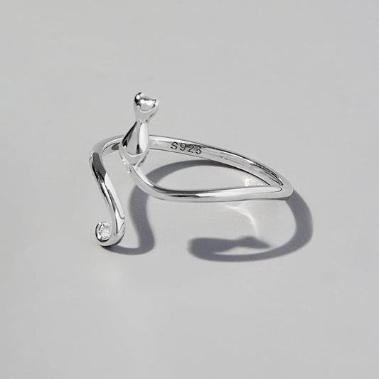 Cat Shape Sterling Silver Ring - Liss & Lex