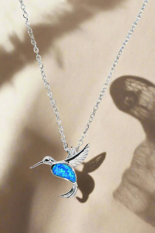 Opal Hummingbird Sterling Silver Necklace - Liss & Lex