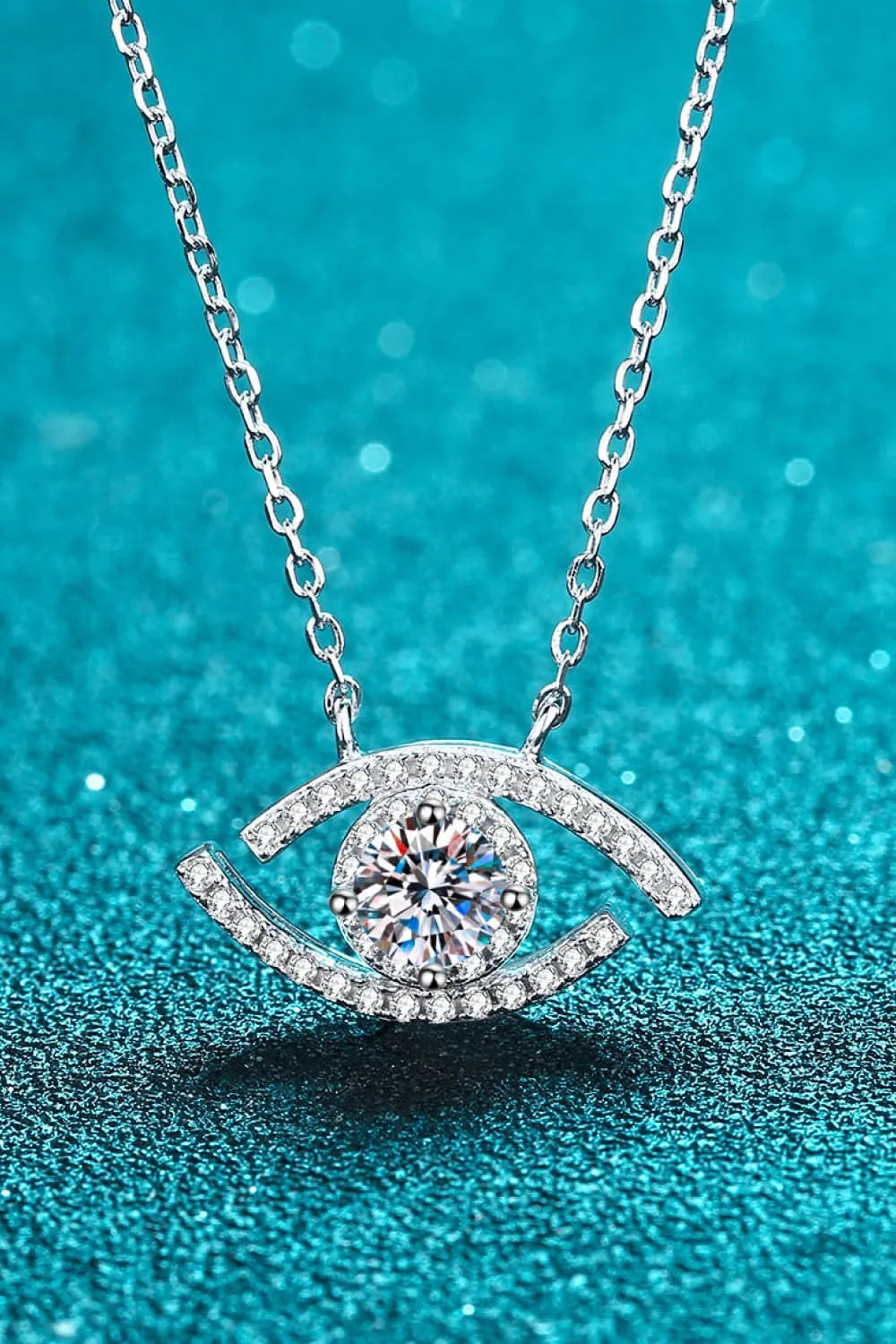 Moissanite Evil Eye Sterling Silver Necklace - Liss & Lex