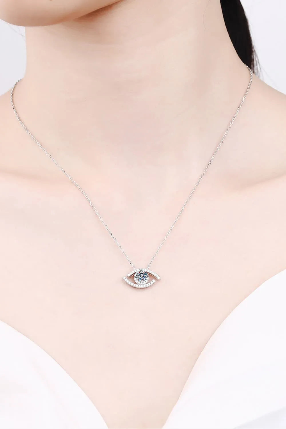 Moissanite Evil Eye Sterling Silver Necklace - Liss & Lex