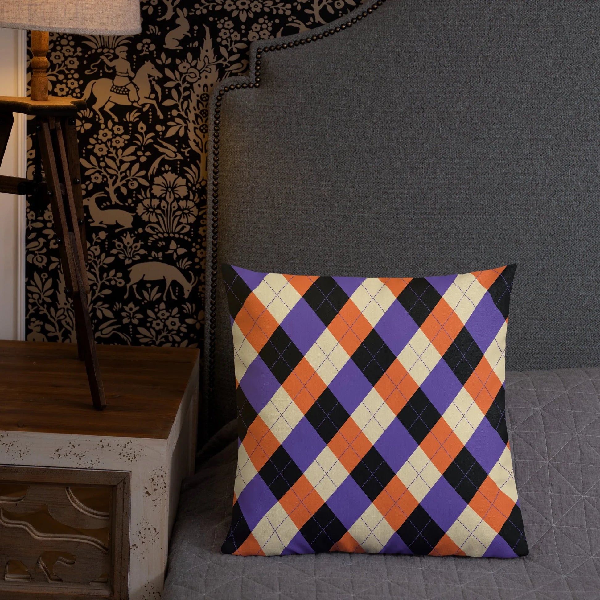 Orange Purple Plaid Premium Pillow - Liss & Lex