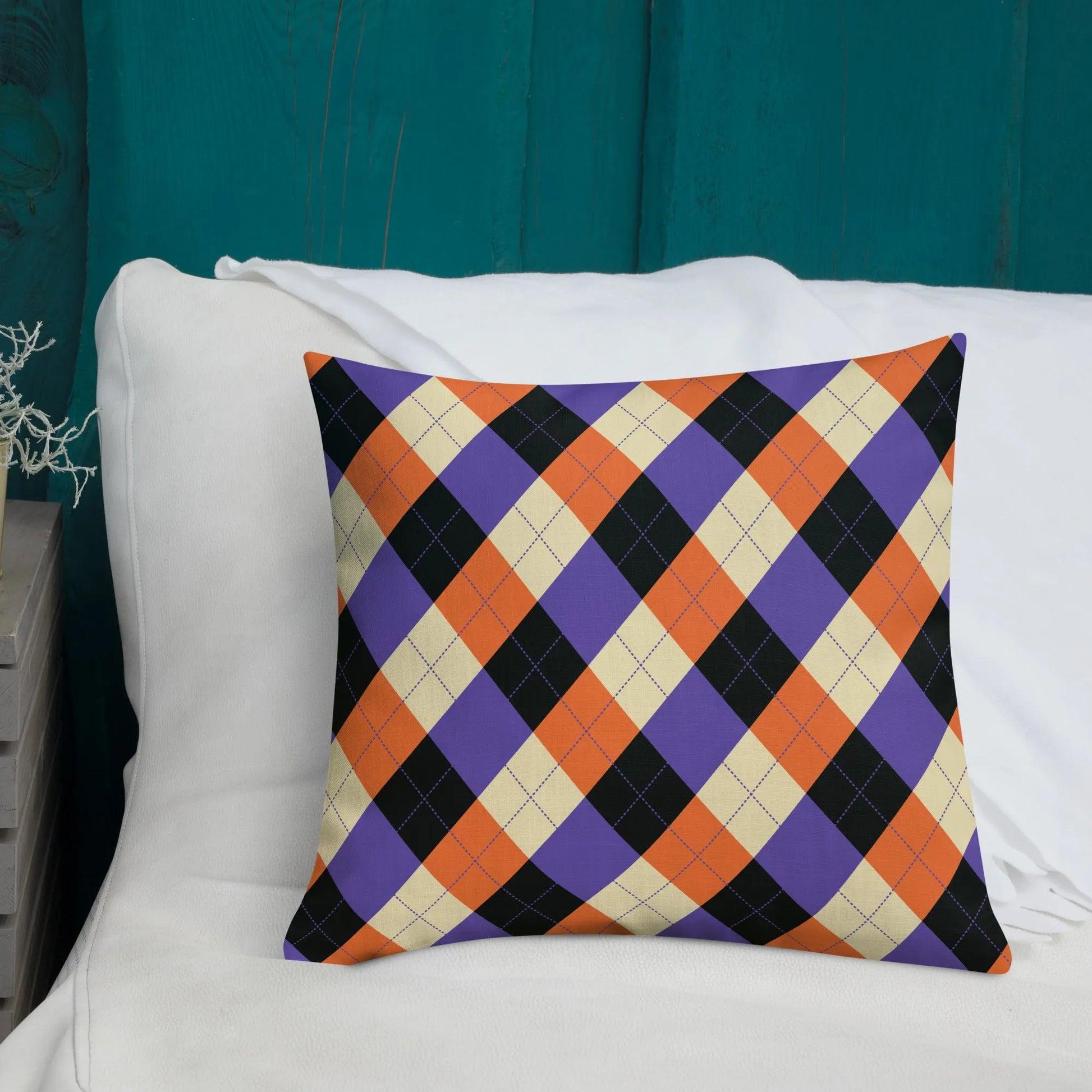 Orange Purple Plaid Premium Pillow - Liss & Lex