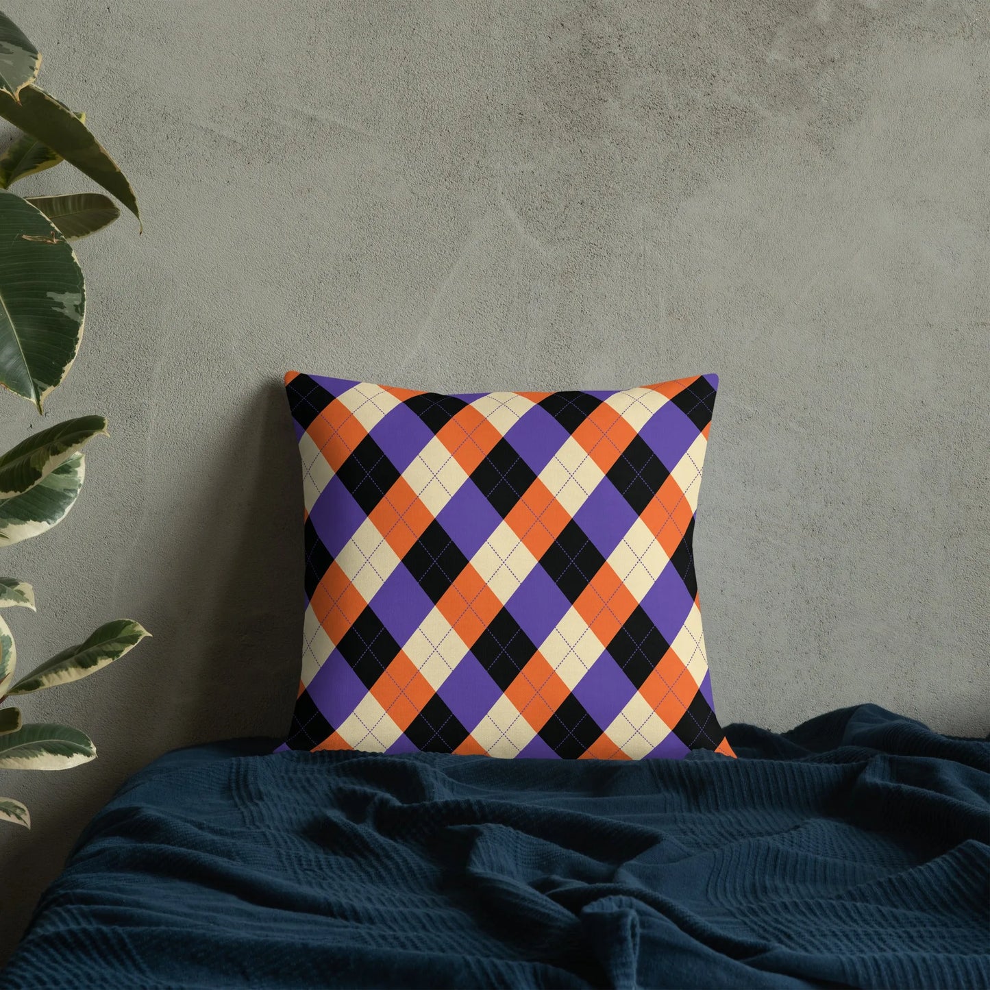 Orange Purple Plaid Premium Pillow - Liss & Lex