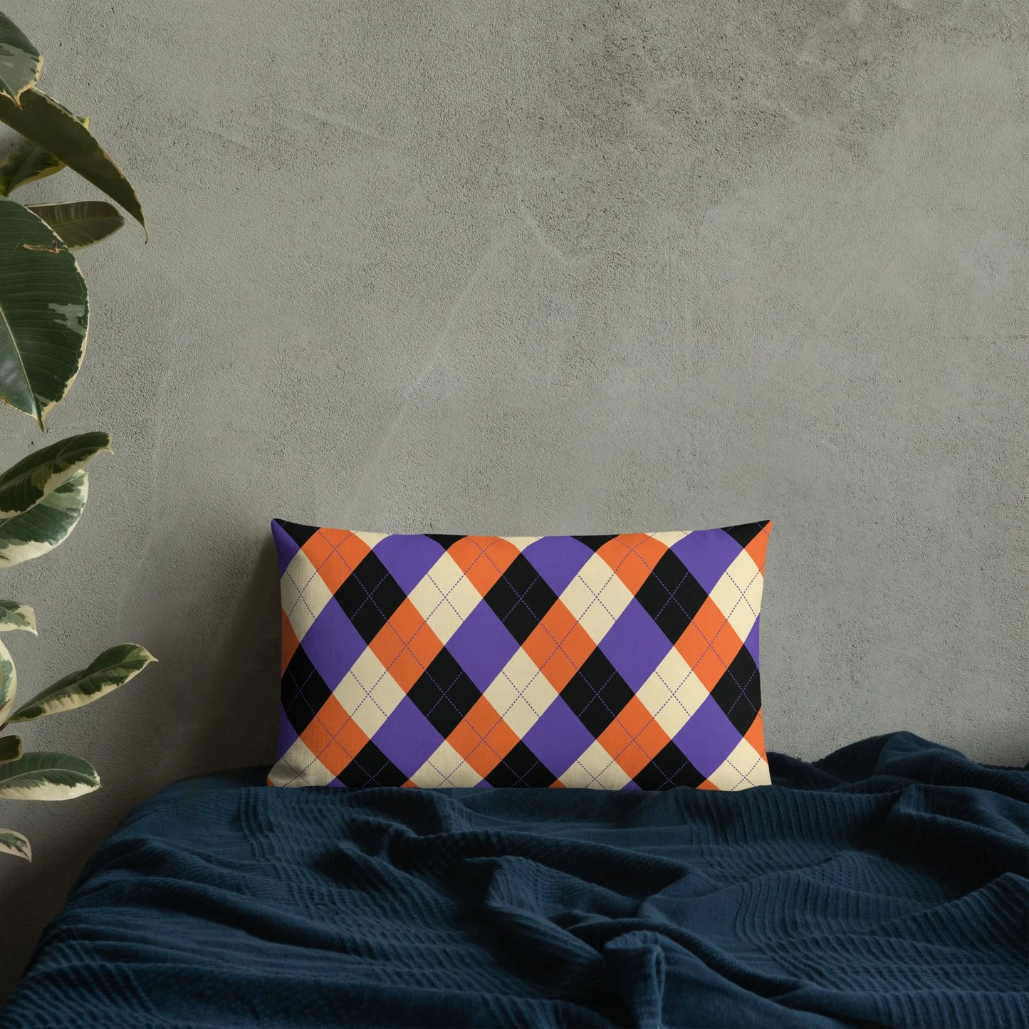 Orange Purple Plaid Premium Pillow - Liss & Lex