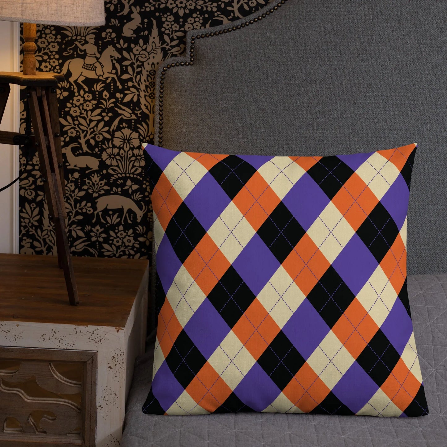 Orange Purple Plaid Premium Pillow - Liss & Lex