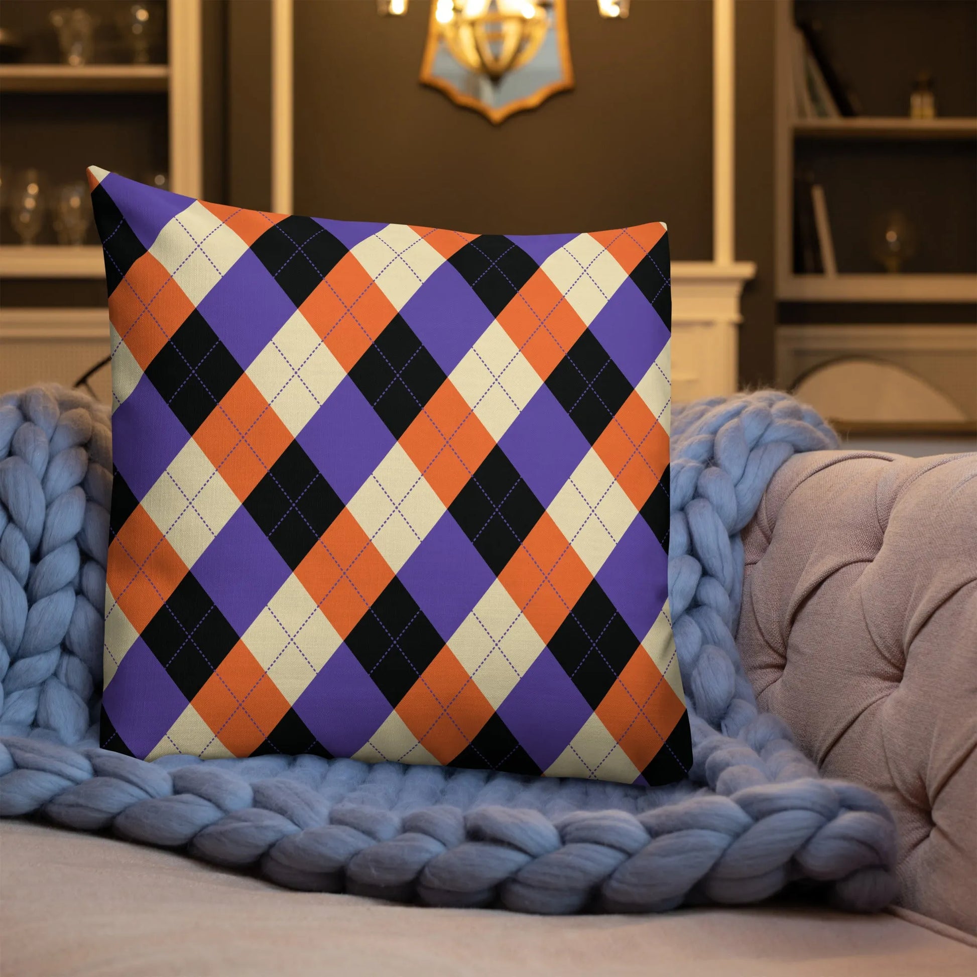 Orange Purple Plaid Premium Pillow - Liss & Lex