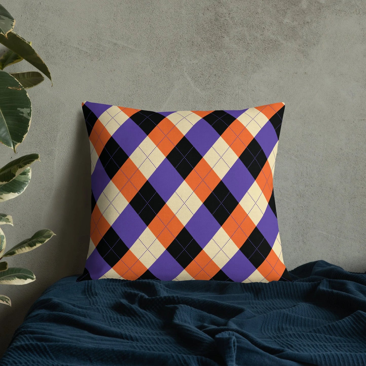 Orange Purple Plaid Premium Pillow - Liss & Lex