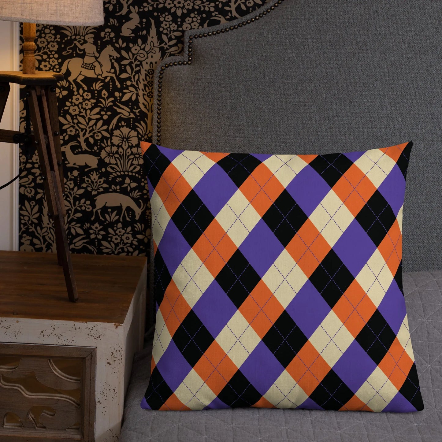 Orange Purple Plaid Premium Pillow - Liss & Lex