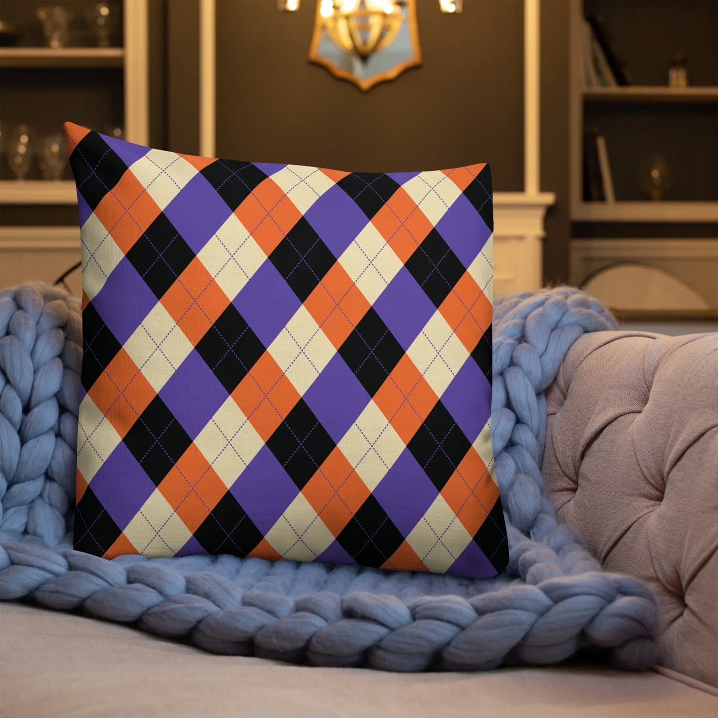 Orange Purple Plaid Premium Pillow - Liss & Lex