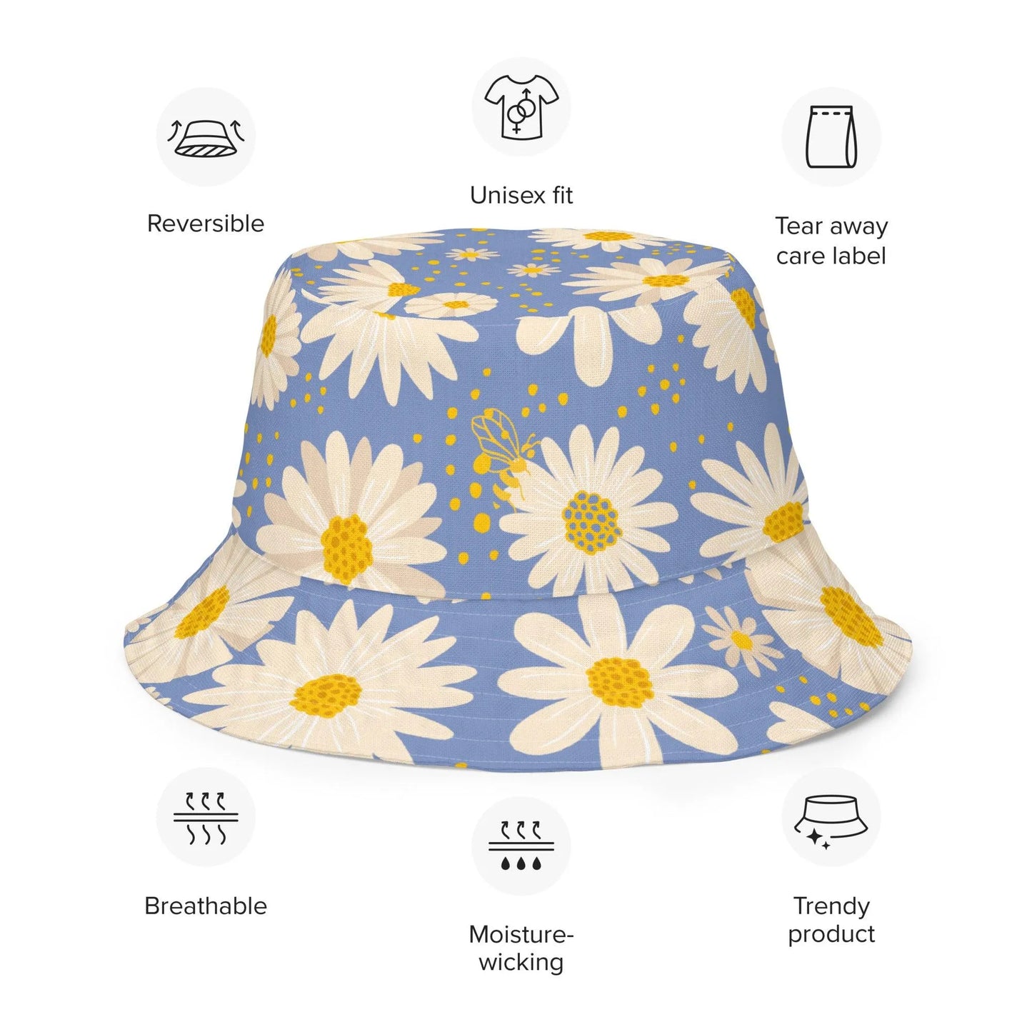 Bee Daisy Reversible Bucket Hat - Liss & Lex