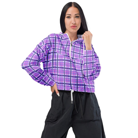 Purple Plaid Cropped Windbreaker - Liss & Lex