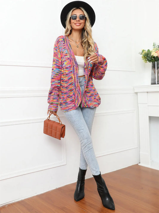 Button Up Dropped Shoulder Cardigan - Liss & Lex