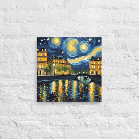 Evening On The Paris Canal on Canvas - Liss & Lex