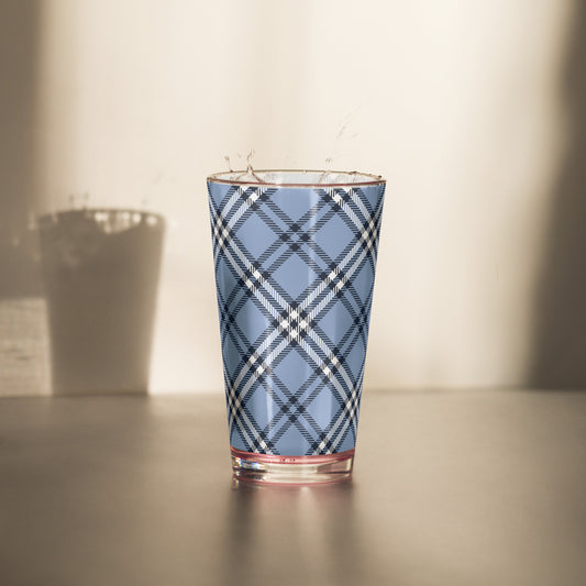 Blue Plaid Shaker Pint Glass