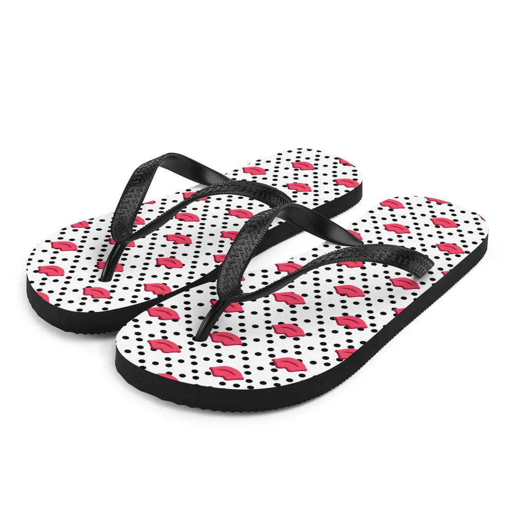 Polka Lips Flip-Flops - Liss & Lex