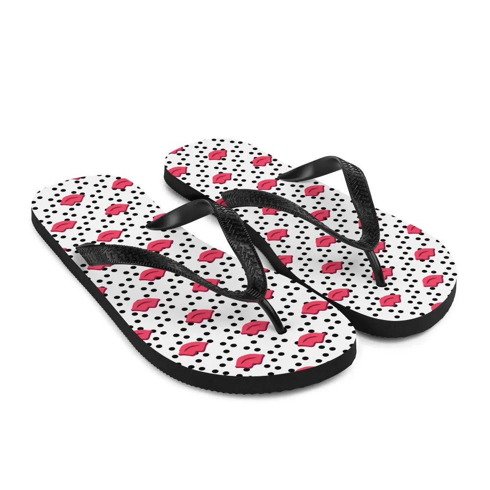 Polka Lips Flip-Flops - Liss & Lex