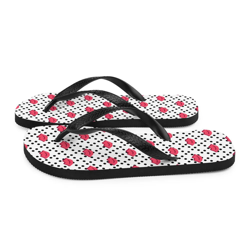 Polka Lips Flip-Flops - Liss & Lex