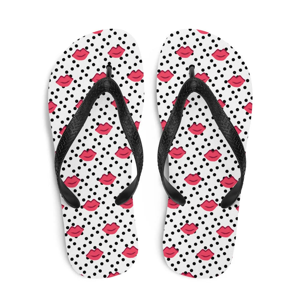 Polka Lips Flip-Flops - Liss & Lex